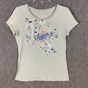 LA Dodgers Blouse Women's Medium Short‎ Sleeve 100% Cotton Casual M
